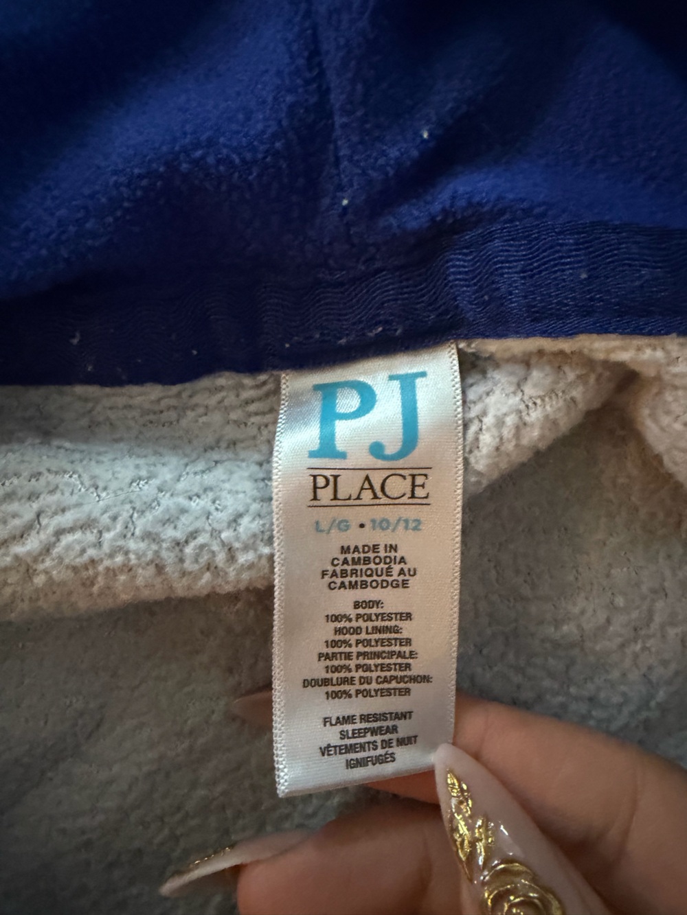 Children’s Place Cozy Lined Garment - outer space Blue and Cream large 10/12 - Picture 3 of 5